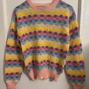 Vintage Kawaii Fairy Kei Kidcore 80s Pastel Knit Sweater – Made in Korea
